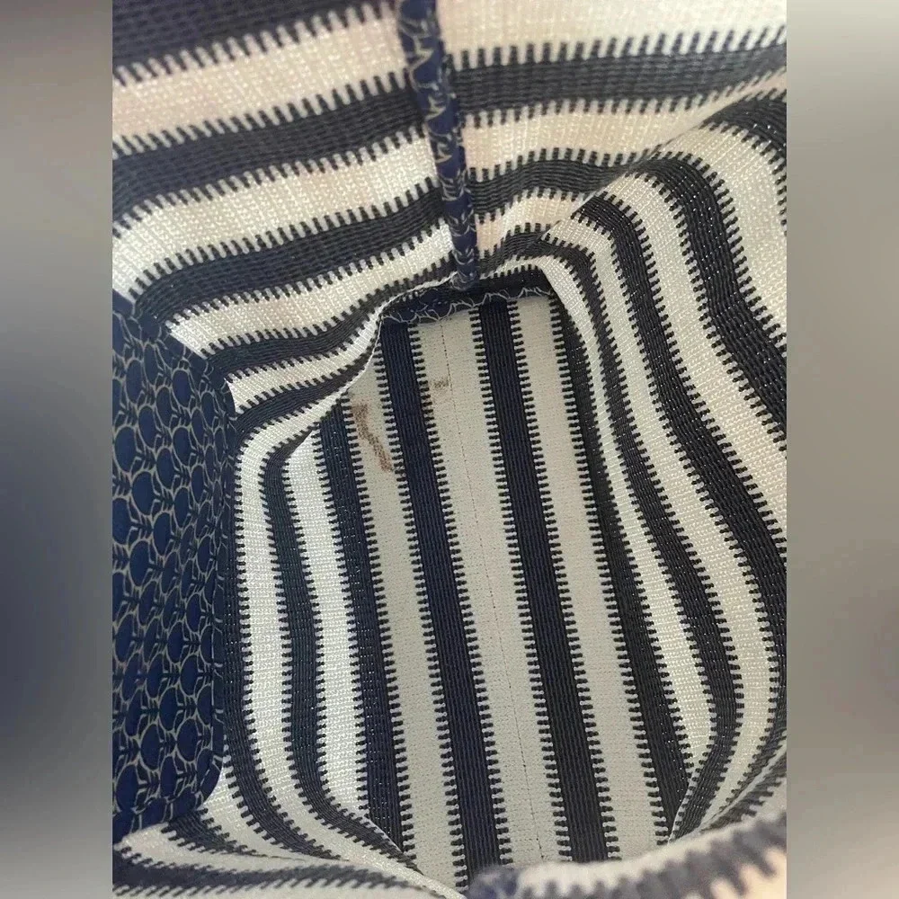 Vera Bradley Navy‎ and White Striped Beach Tote with Tassels GUC